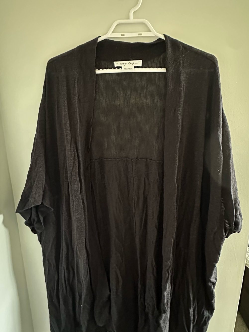 Lightweight Open Front Black Kimono Cardigan